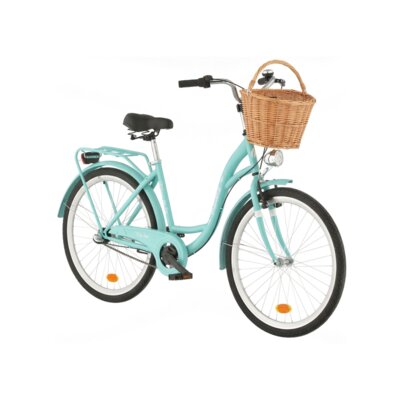 Rower miejski INDIANA Moena S3B 26 cali damski Lazurowy 2025 + Koszyk wiklinowy na rower VÖGEL VKS-505 Stylowy