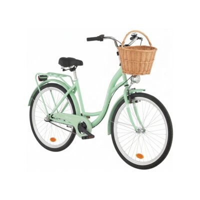 Rower miejski INDIANA Moena S3B 26 cali damski Miętowy + Koszyk wiklinowy na rower VÖGEL VKS-505 Stylowy