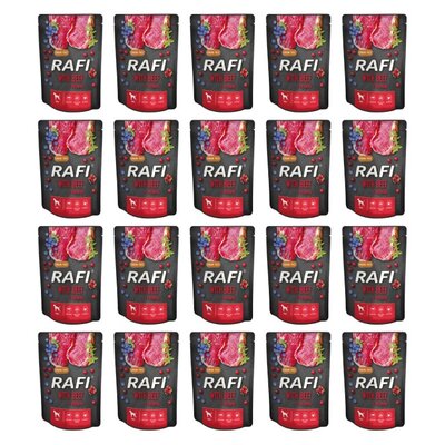 Karma dla psa RAFI z wołowiną, borówką i żurawiną 20 x 300 g