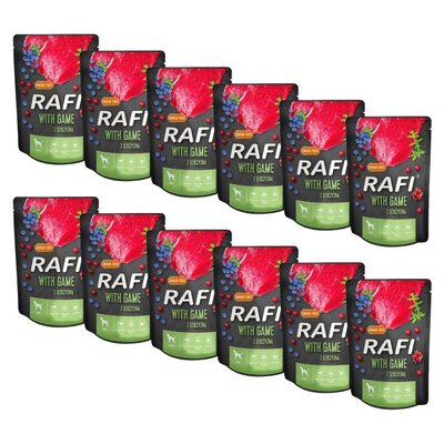 Karma dla psa RAFI z dziczyzną, borówką i żurawiną 12 x 300 g