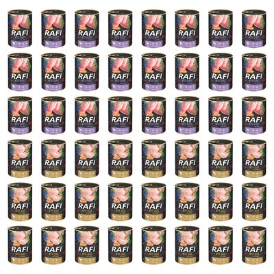 Karma dla psa RAFI Mix smaków z królikiem, borówką i żurawiną, przepiórką, borówką i żurawiną 48 x 400 g