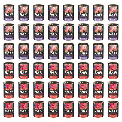 Karma dla psa RAFI Mix smaków z królikiem, borówką i żurawiną, wołowiną, borówką i żurawiną 48 x 400 g