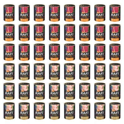 Karma dla psa RAFI Mix smaków z kaczką, borówką i żurawiną, przepiórką, borówką i żurawiną 48 x 400 g