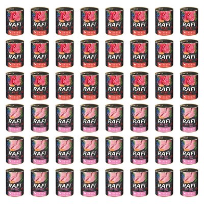 Karma dla psa RAFI Mix smaków z wołowiną, borówką i żurawiną, indykiem, borówką i żurawiną 48 x 400 g