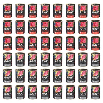 Karma dla psa RAFI Mix smaków z wołowiną, borówką i żurawiną, żołądkami wołowymi, szynką wieprzową z borówką i żurawiną 48 x 400 g