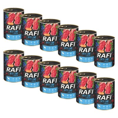 Karma dla psa RAFI z jagnięciną, borówką i żurawiną 12 x 400 g