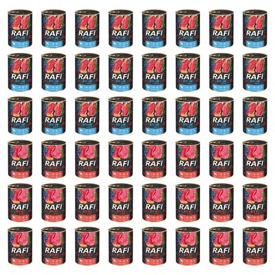 Karma dla psa RAFI Mix smaków z jagnięciną, borówką i żurawiną, wołowiną, borówką i żurawiną 48 x 400 g