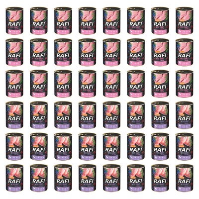 Karma dla psa RAFI Mix smaków z indykiem, borówką i żurawiną, królikiem, borówką i żurawiną 48 x 400 g
