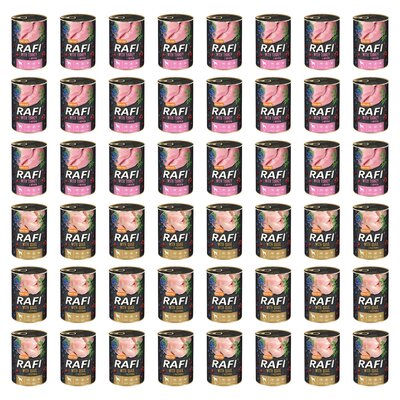 Karma dla psa RAFI Mix smaków z indykiem, borówką i żurawiną, przepiórką, borówką i żurawiną 48 x 400 g
