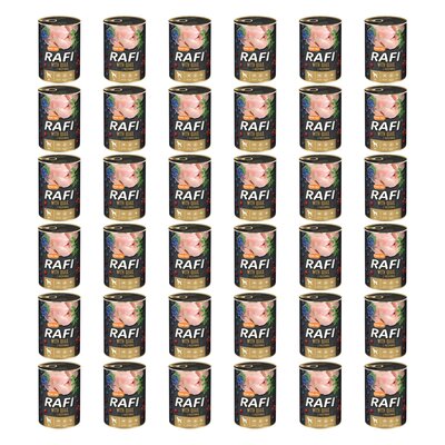 Karma dla psa RAFI z przepiórką. borówką i żurawiną 36 x 800 g