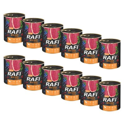 Karma dla psa RAFI z kaczką, borówką i żurawiną 12 x 800 g