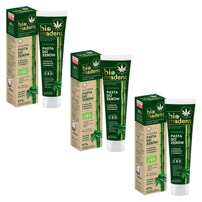 Pasta do zębów BIO MADENT Konopna z węglem drzewnym bambusowym 100 ml 3 szt.