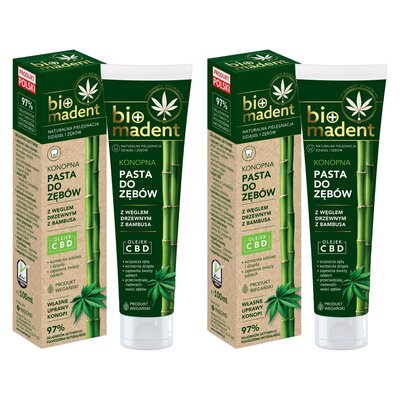 Pasta do zębów BIO MADENT Konopna z węglem drzewnym bambusowym 100 ml 2 szt.