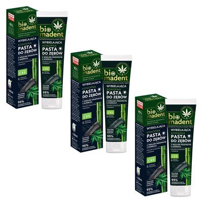 Pasta do zębów BIO MADENT Konopna z węglem drzewnym bambusowym 100 ml 3 szt.