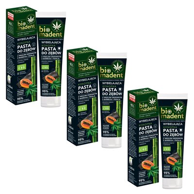 Pasta do zębów BIO MADENT Konopna z węglem drzewnym i papają 100 ml 3 szt.