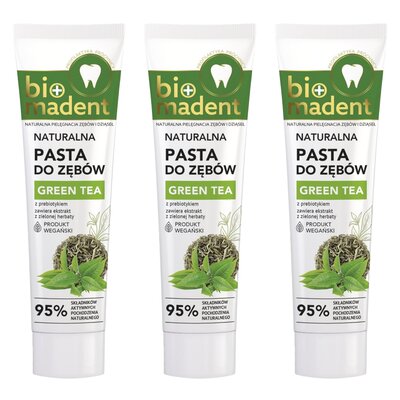 Pasta do zębów BIO MADENT Green Tea z prebiotykiem 100 ml 3 szt.