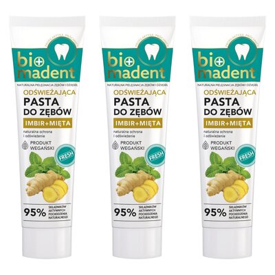 Pasta do zębów BIO MADENT Imbir + Mięta 100 ml 3 szt.