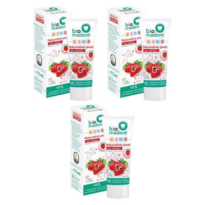 Pasta do zębów BIO MADENT Naturalna Truskawka 75 ml 3 szt.