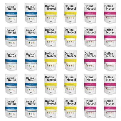 Karma dla psa DOLINA NOTECI Mix smaków Premium bogata w pstrąga, kurczaka, indyka 30 x 500 g