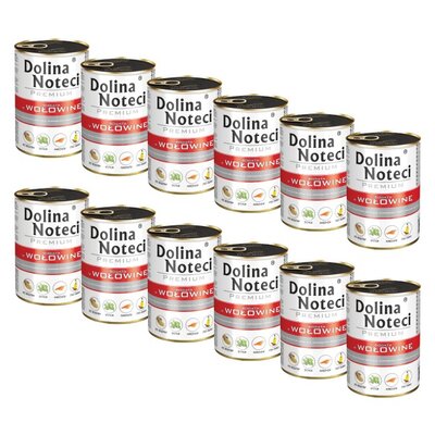 Karma dla psa DOLINA NOTECI Premium bogata w wołowinę 12 x 400 g