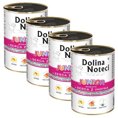 Karma dla psa DOLINA NOTECI Premium Junior Serca z indyka 4 x 400 g