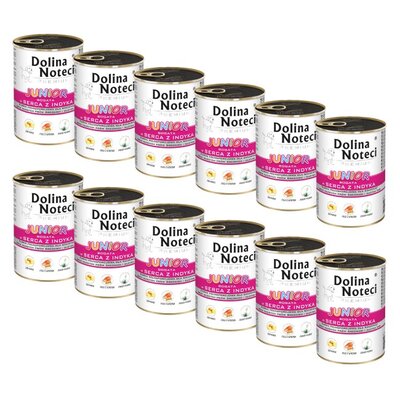 Karma dla psa DOLINA NOTECI Premium Junior bogata w serca z indyka 12 x 400 g
