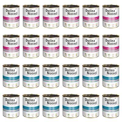 Karma dla psa DOLINA NOTECI Mix smaków Premium bogata w indyka, pstrąga 24 x 800 g