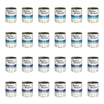 Karma dla psa DOLINA NOTECI Mix smaków Premium bogata w pstrąga, dorsza z brokułami 24 x 800 g