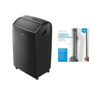Klimatyzator WHIRLPOOL PACF29CO B + Uszczelka okienna MILLA HOME do klimatyzatorów przenośnych ACA101