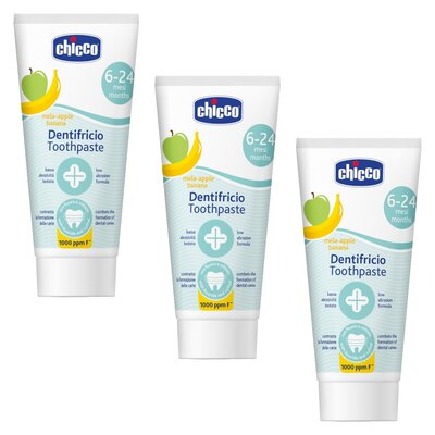 Pasta do zębów CHICCO z fluorem Jabłko-banan 6m+ 50 ml 3 szt.