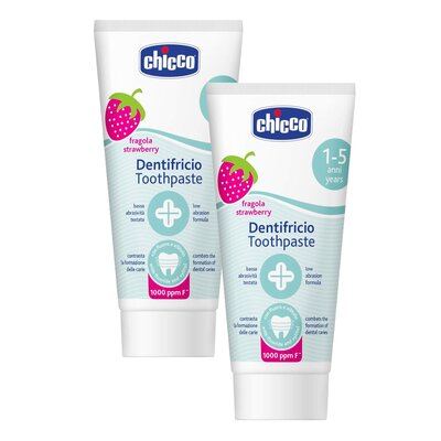 Pasta do zębów CHICCO z fluorem Truskawka 1+ 50 ml 2 szt.