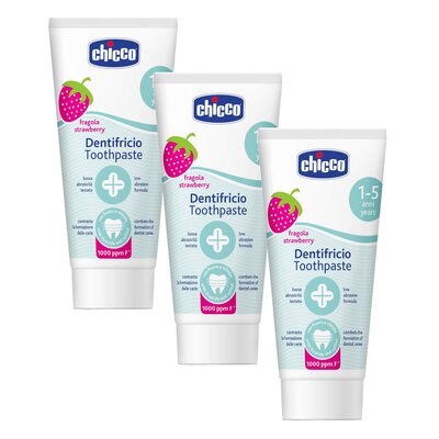 Pasta do zębów CHICCO z fluorem Truskawka 1+ 50 ml 3 szt.