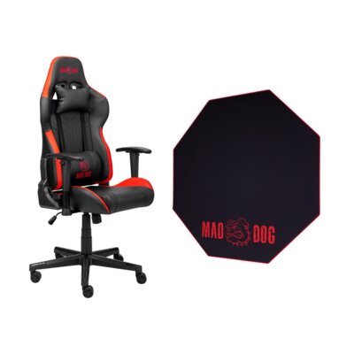 Fotel MAD DOG GCH701R Czarno-czerwony + Mata pod fotel gamingowy MAD DOG GFM700