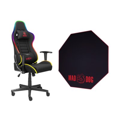 Fotel MAD DOG GCH800 RGB Czarny + Mata pod fotel gamingowy MAD DOG GFM700