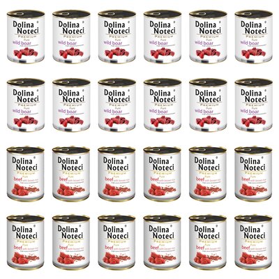 Karma dla psa DOLINA NOTECI Mix smaków Premium Pure bogata w dziczyznę, wołowinę z ryżem 24 x 800 g