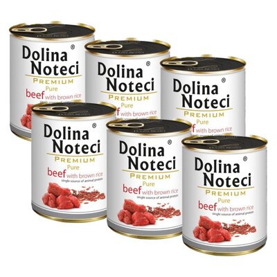 Karma dla psa DOLINA NOTECI Premium Pure bogata w wołowinę z ryżem 6 x 800 g