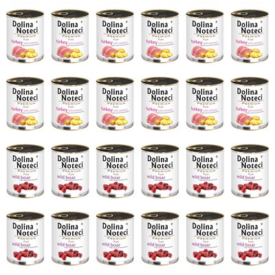 Karma dla psa DOLINA NOTECI Mix smaków Premium Pure bogata w indyka z ziemniakami, dziczyznę 24 x 800 g