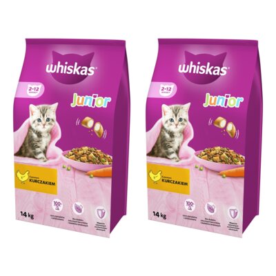 Karma dla kota WHISKAS Junior Kurczak 2 x 14 kg