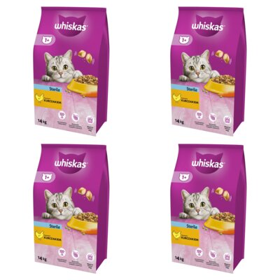 Karma dla kota WHISKAS Sterile Kurczak 4 x 14 kg