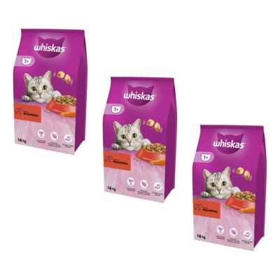 Karma dla kota WHISKAS Wołowina 3 x 14 kg