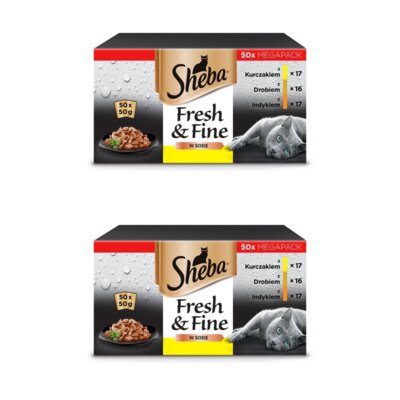 Karma dla kota SHEBA Fresh & Fine Drobiowe smaki (100 x 50 g)