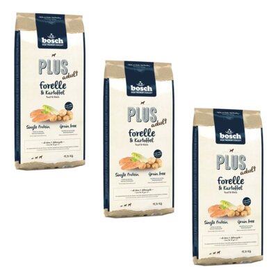 Karma dla psa BOSCH Plus Adult Pstrąg z ziemniakami 3 x 12.5 kg