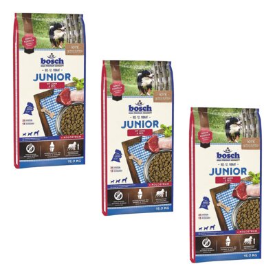 Karma dla psa BOSCH Junior Jagnięcina z ryżem 3 x 15 kg