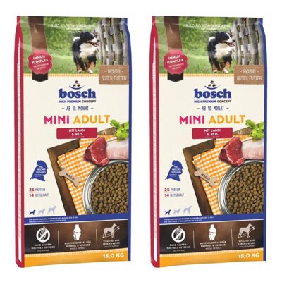 Karma dla psa BOSCH Mini Adult Jagnięcina z ryżem 2 x 15 kg