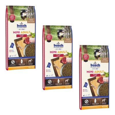 Karma dla psa BOSCH Mini Adult Jagnięcina z ryżem 3 x 15 kg