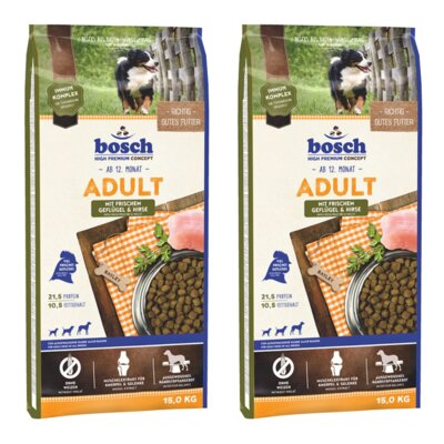 Karma dla psa BOSCH Adult Drób z prosem 2 x 15 kg