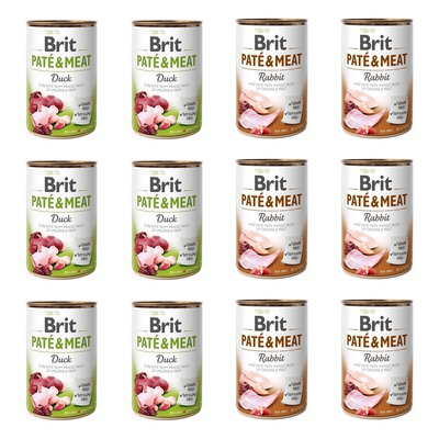 Karma dla psa BRIT Mix smaków Paté & Meat Kaczka, Królik 12 x 400 g