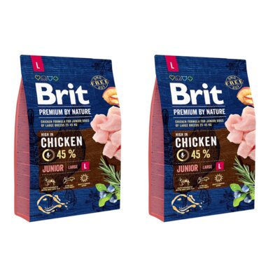 Karma dla psa BRIT Premium By Nature Junior Kurczak 2 x 3 kg