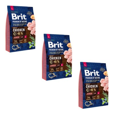 Karma dla psa BRIT Premium By Nature Junior Kurczak 3 x 3 kg