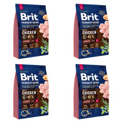 Karma dla psa BRIT Premium By Nature Junior Kurczak 4 x 3 kg